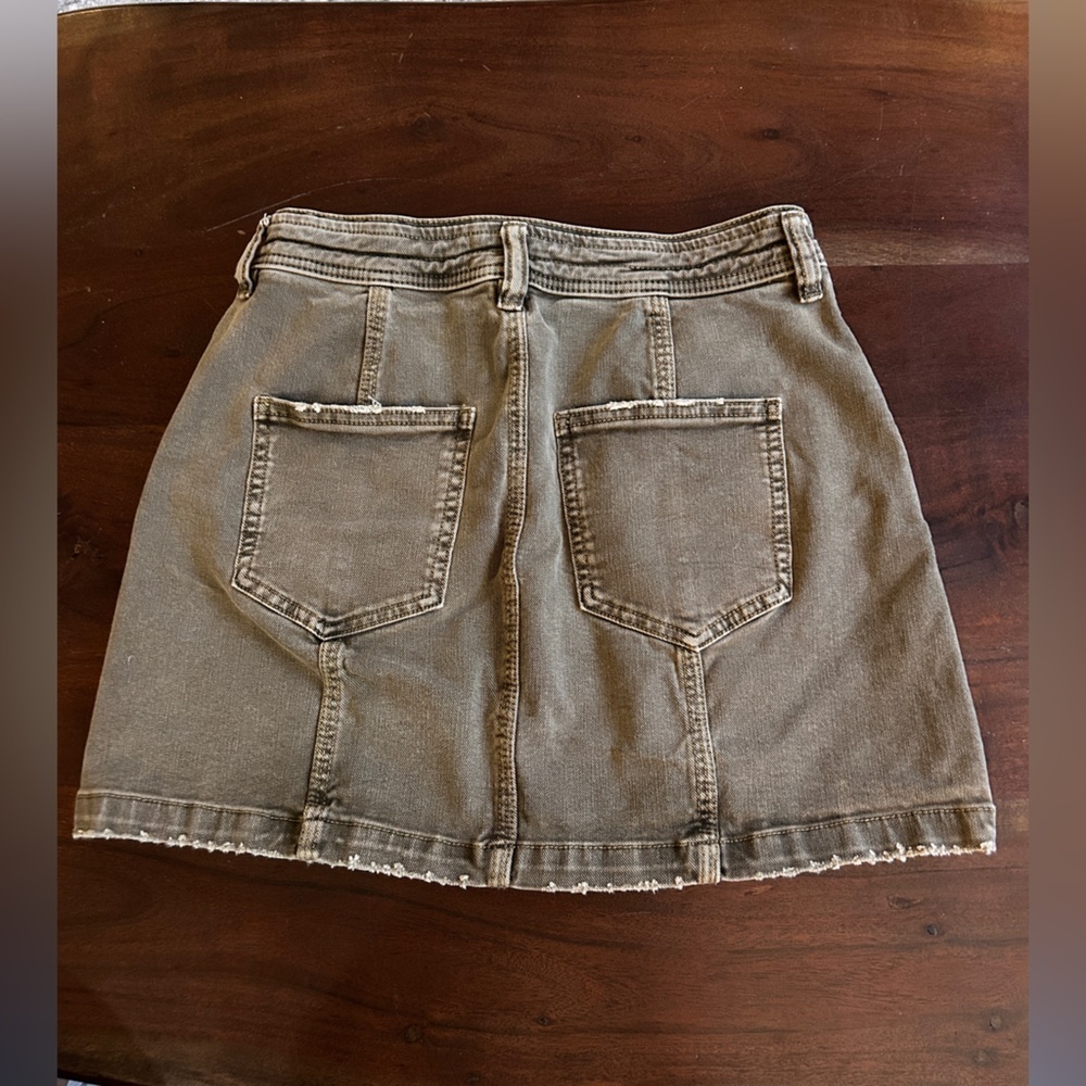 We The Free Distressed Mini Skirt Lennox Seamed Free People Brown Sz 25 - Picture 6 of 8